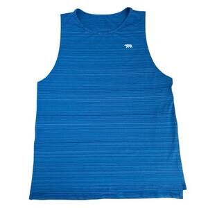Running Bare Namaste Performance Muscle Tank Blue Athletic Singlet Size S